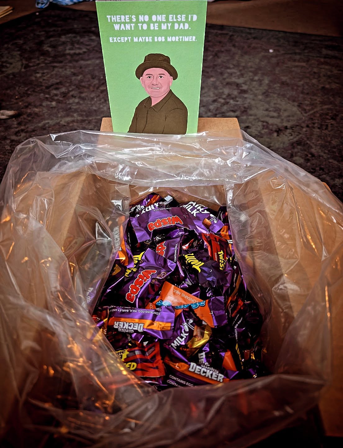 2kg of Heroes chocolates for fathers Day from the girls. OK,  Bob may be slightly funnier than me.